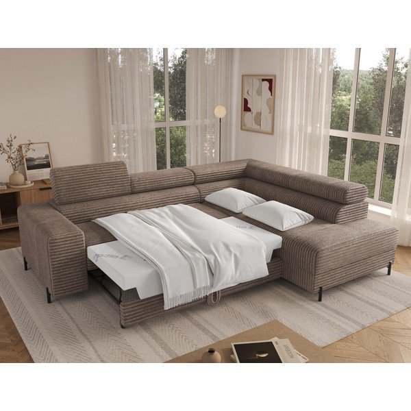 Rudos spalvos kampinė sofa iš kordinio velveto (su dešiniuoju kampu/„L“ formos) Colesio – ELTAP-image-4
