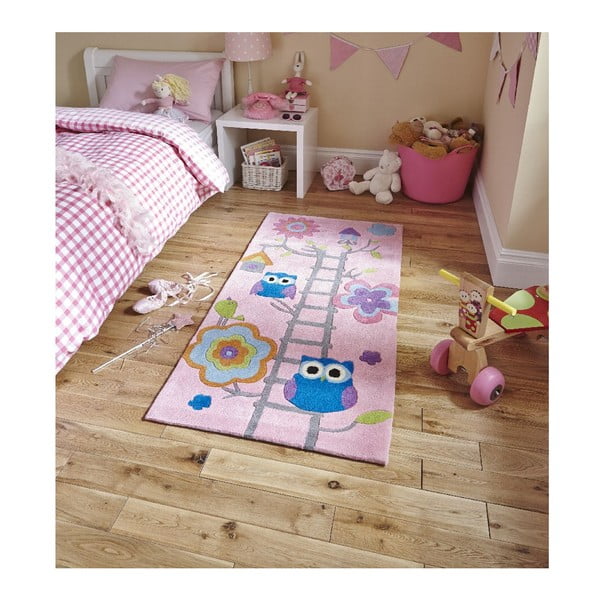 Rausvas rankomis megztas kilimas vaikams Think Rugs Hong Kong Kiddo Pinkie, 70 x 140 cm-image-1