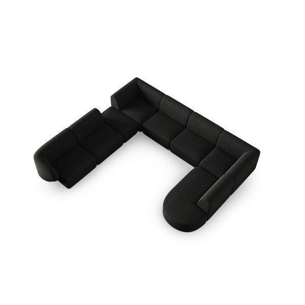 Juodos spalvos iš šenilinio audinio kampinė sofa (su kairiuoju kampu/„U“ formos) Paolo – Milo Casa-image-1