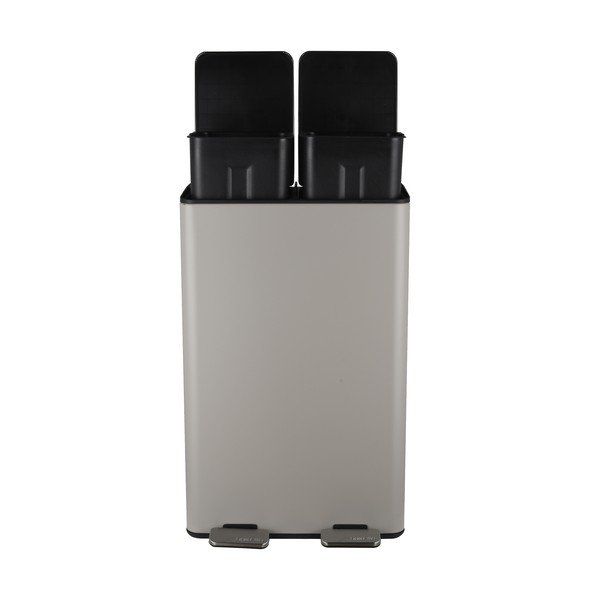 Taupe spalvos iš plieno šiukšliadėžė 2x30 l rūšiavimui/su pedalu   Aliya – Spirella-image-2