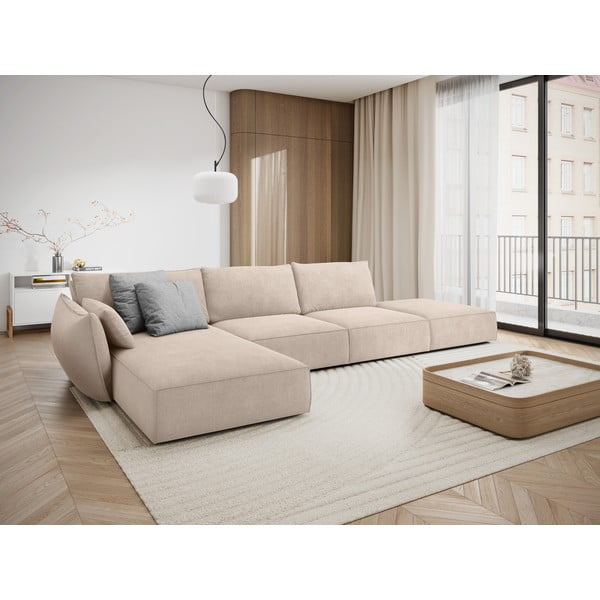 Smėlio spalvos kampinė sofa (kairysis kampas) Vanda - Mazzini Sofas-image-1