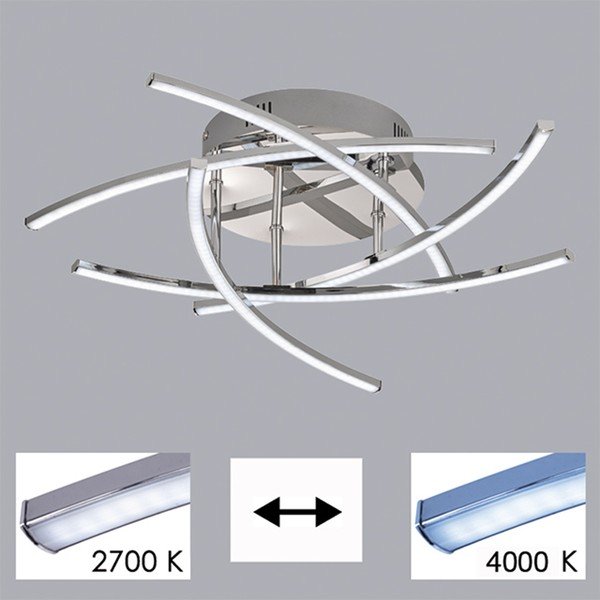 Iš metalo lubinis šviestuvas sidabrinės spalvos LED su nuotolinio valdymo funkcija Cross – Fischer & Honsel-image-1