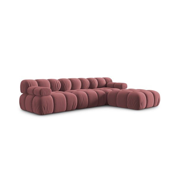 Kampinė sofa rožinės spalvos iš velveto Bellis – Micadoni Home-image-3