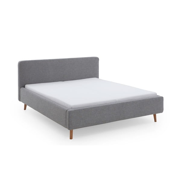 Dvigulė lova pilkos spalvos audiniu dengta su sandėliavimo vieta su lovos grotelėmis 160x200 cm Mattis – Meise Möbel