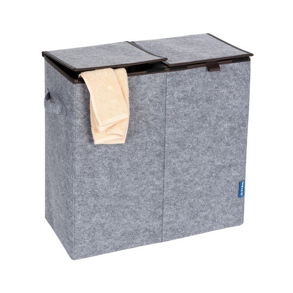 Wenko Duo pilkai rudas dvigubas skalbinių krepšys, 82 l-image-2