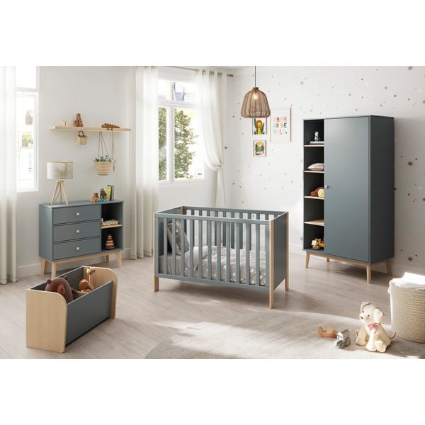 Natūralios spalvos/pilkai žalios spalvos vaikiška lovelė 60x120 cm Esteban – Marckeric-image-1