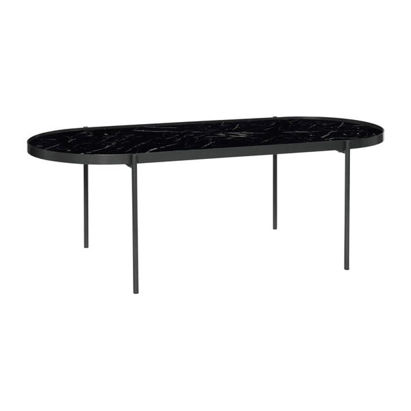 Juodas stalas su stikliniu stalviršiu Hübsch Stalas, ilgis 120 cm