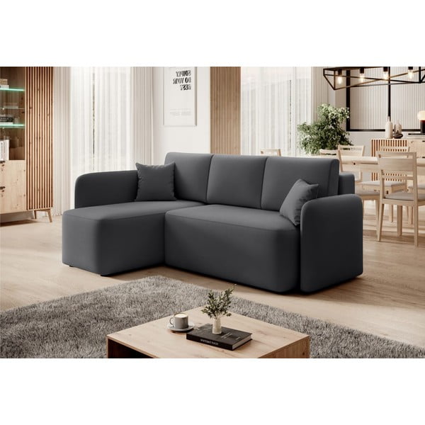 Taupe spalvos iš velveto sulankstoma/su sandėliavimo vieta kampinė sofa (su kairiuoju kampu/su gultu) Hadson – ELTAP-image-3