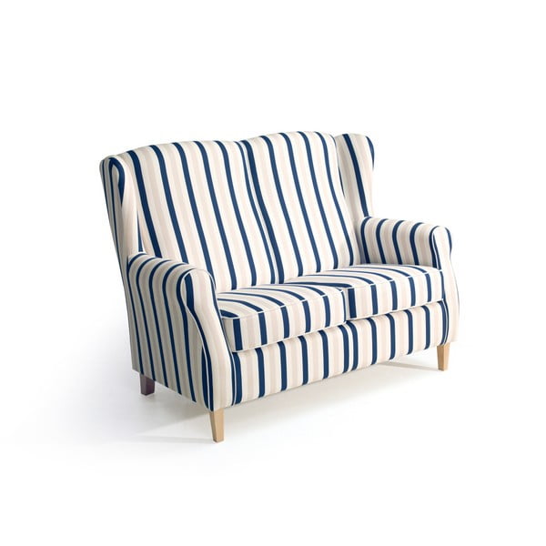 Mėlynos ir baltos spalvos dryžuota sofa Max Winzer Lorris, 139 cm-image-2