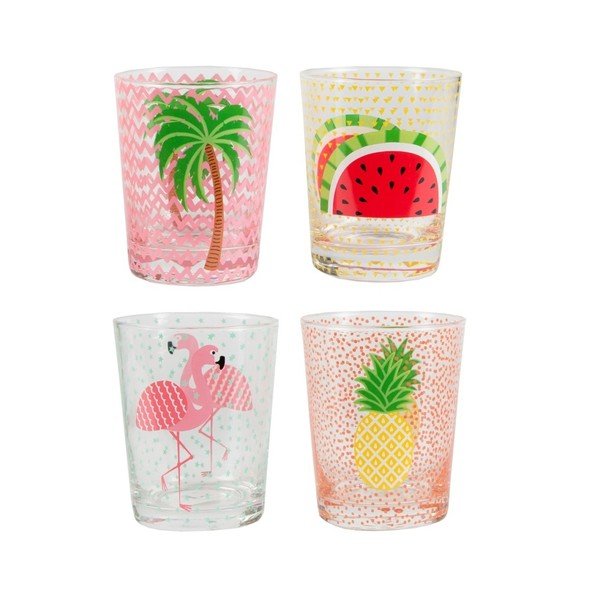 4 "Sass & Belle Tropical Summer" stiklinių rinkinys