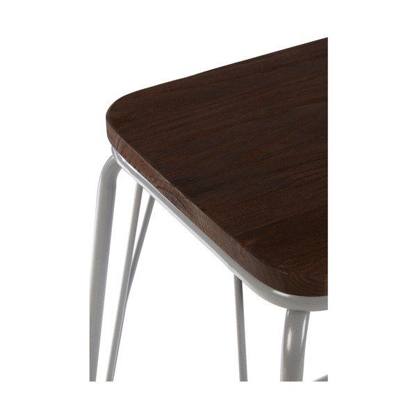 Pilkos spalvos/tamsios natūralios spalvos iš guobos masyvo taburetė District – Premier Housewares-image-2