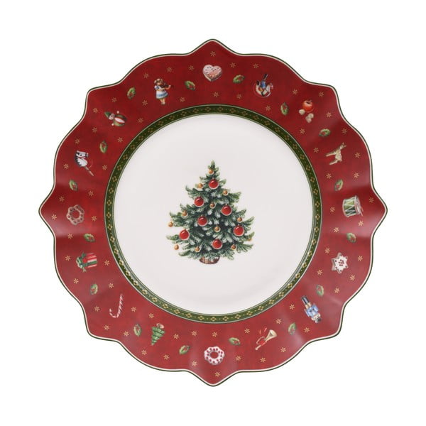 Raudona porcelianinė lėkštė su kalėdiniu motyvu Villeroy & Boch, ø 24 cm