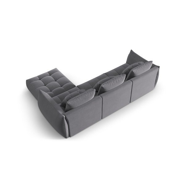 Tamsiai pilkos spalvos iš velveto kampinė sofa Bloom – Micadoni -image-3