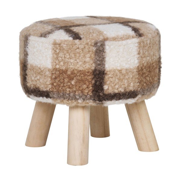 Iš boucle taburetė baltos spalvos/rudos spalvos Aberdeen – House Nordic-image-1