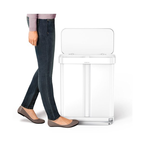 Šiukšliadėžė iš plieno baltos spalvos su pedalu 58 l – simplehuman-image-4