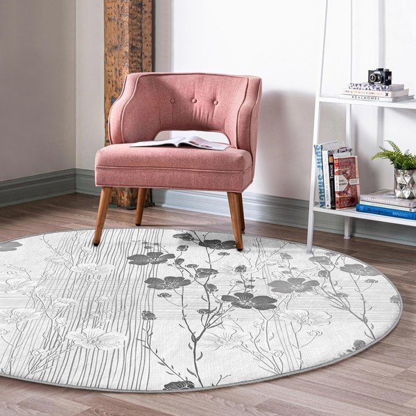 Skalbiamas/robotiniams dulkių siurbliams apvalios formos kilimas pilkos spalvos ø 80 cm Comfort – Mila Home-image-4