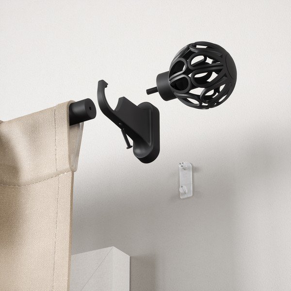 Matinės juodos spalvos iš plieno išplečiamas užuolaidos strypas 107 - 305 cm Aria – Umbra-image-4