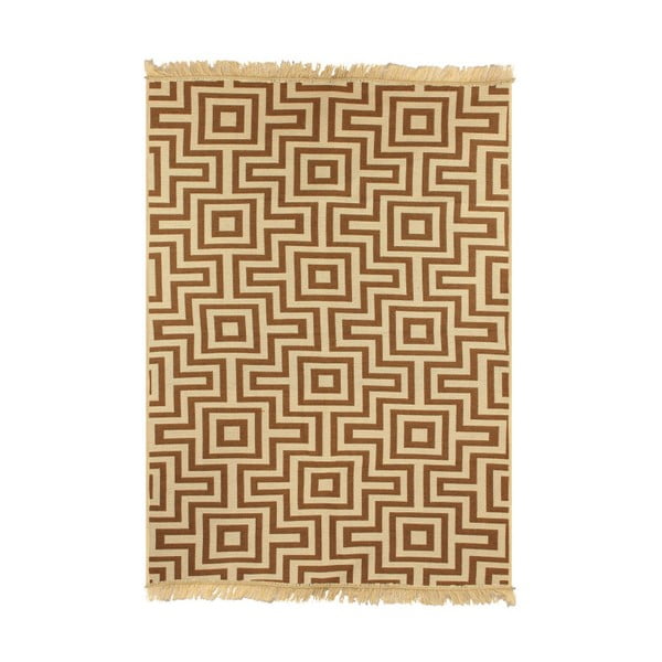 Smėlio spalvos rudas kilimas Ya Rugs Kare, 80 x 150 cm