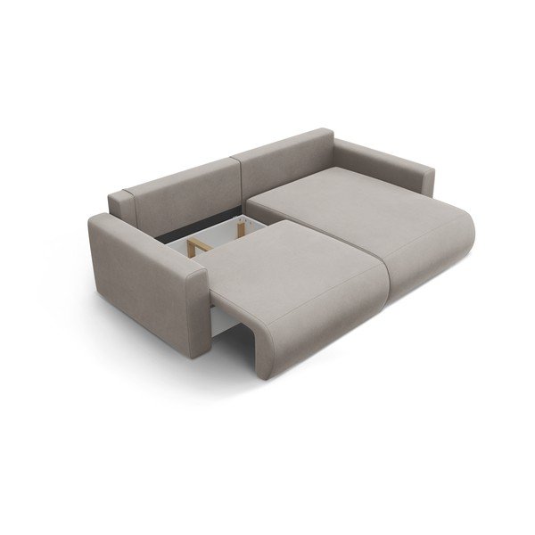Šviesiai pilkos spalvos iš velveto sulankstoma/su sandėliavimo vieta kampinė sofa Belfast – Cosmopolitan Design-image-4