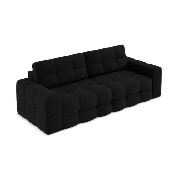 Juodos spalvos iš boucle sulankstoma sofa 255 cm Milu – Makamii-image-2