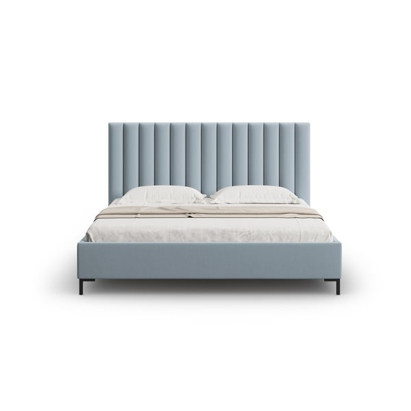 Dvigulė lova šviesiai mėlynos spalvos audiniu dengta su sandėliavimo vieta su lovos grotelėmis 140x200 cm Casey – Mazzini Beds-image-4