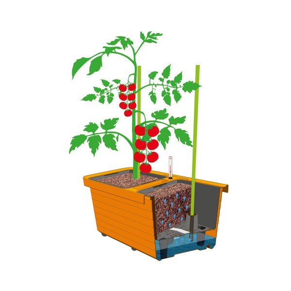 Rudai pilkas savaiminio laistymo dvigubas vazonas Plastia Berberis, ilgis 78 cm-image-3