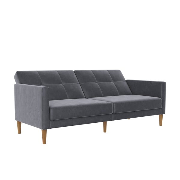 Iš velveto sulankstoma sofa pilkos spalvos 207 cm Lilly – Støraa-image-1
