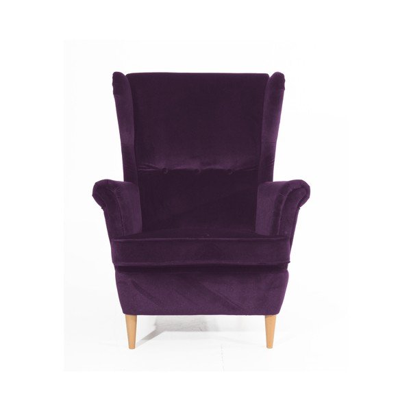 Violetinės spalvos fotelis su šviesiai rudomis kojomis "Max Winzer Clint Suede-image-3