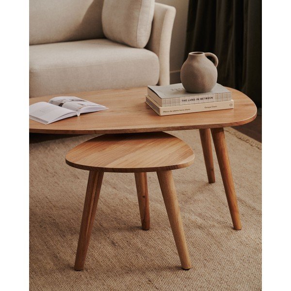 Šoniniai stalai iš akacijos masyvo 2 vnt. 60x61 cm Eluana – Kave Home-image-3
