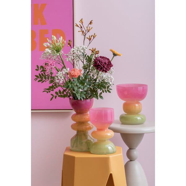 Oranžinės spalvos/rožinės spalvos iš stiklo  vaza (aukštis 20,5 cm) Funky Vibes – PT LIVING-image-1