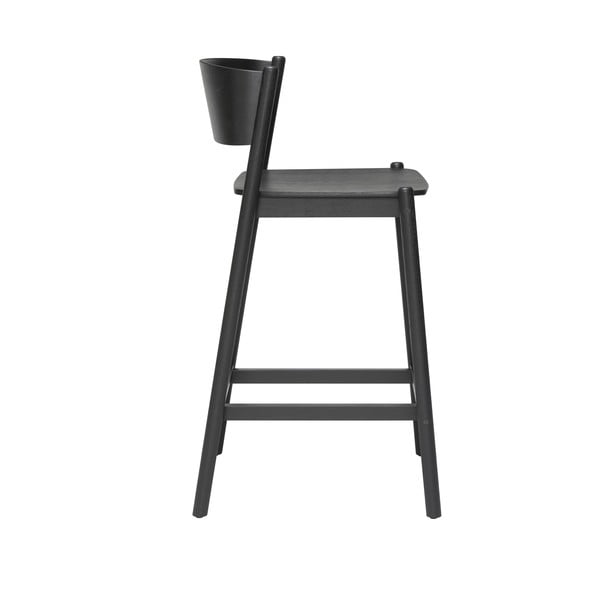 Baro taburetė juodos spalvos iš ąžuolo (sėdynės aukštis 75 cm) Oblique – Hübsch-image-2