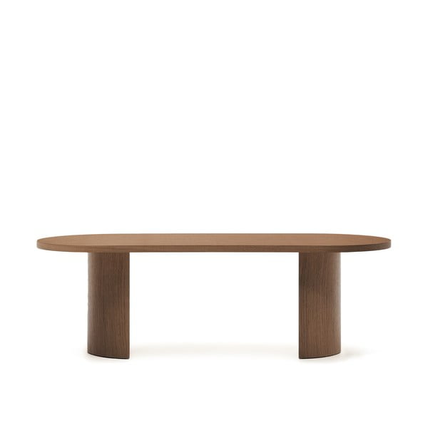 Apvalios formos valgomojo stalas su riešutmedžio dekoro stalviršiu 100x240 cm Nealy – Kave Home-image-4