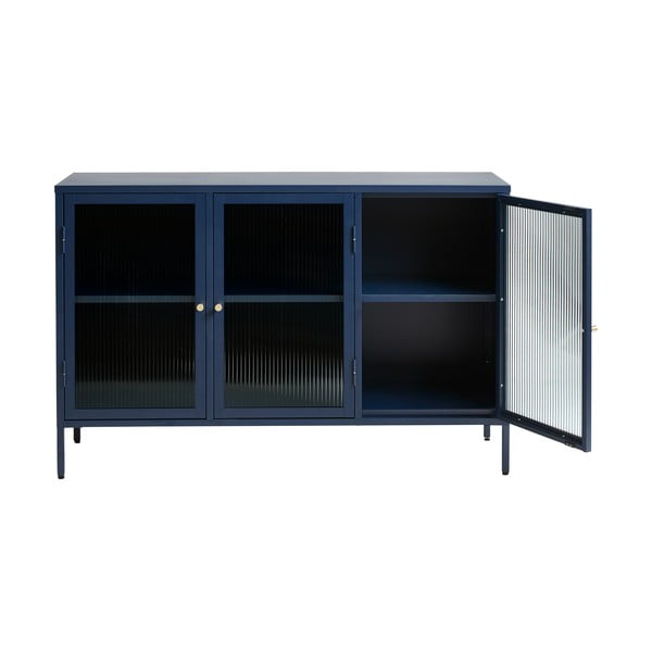 Mėlynos spalvos metalinė vitrina Unique Furniture Bronco, aukštis 85 cm-image-4