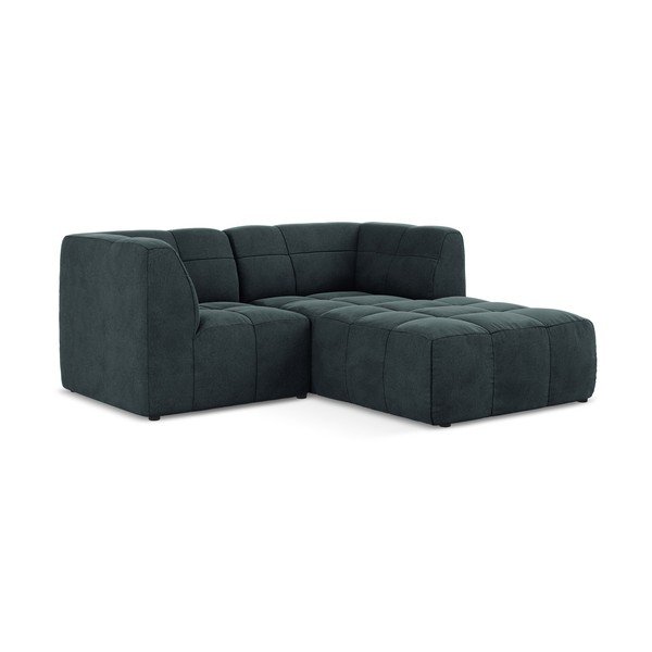 Mėlynos spalvos kampinė sofa iš velveto (su dešiniuoju kampu/su gultu) Aloha – Makamii-image-2