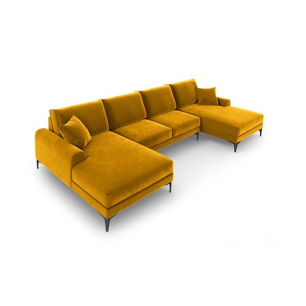 Geltona aksominė U formos sofa Mazzini Sofas Madara-image-4