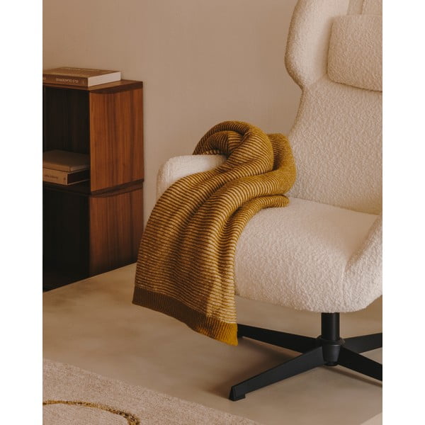 Megzta antklodė ir pledas iš vilnos/iš mišraus pluošto 130x170 cm Melany – Kave Home-image-2