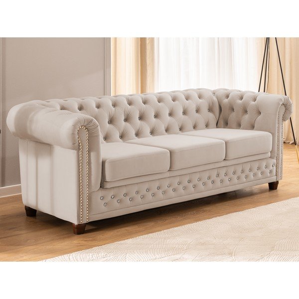 Smėlio spalvos sulankstoma sofa iš velveto 203 cm York Blik – Ropez-image-4