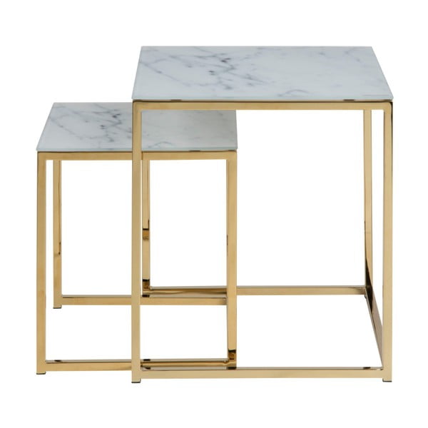 2 stalų su balto marmuro stalviršiais rinkinys Actona Alisma-image-3