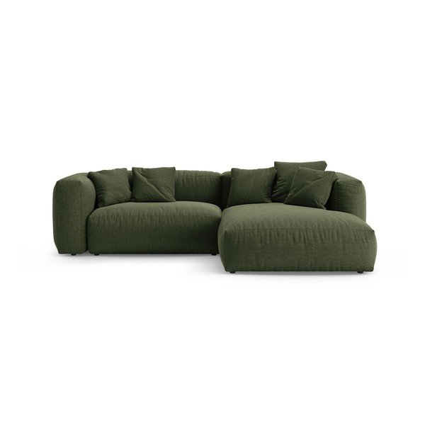 Žalios spalvos sulankstoma modulinė kampinė sofa (su dešiniuoju kampu/su gultu) – Micadoni 