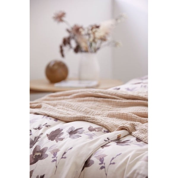 Smėlio spalvos medvilninė dvigulė lovatiesė Södahl Poetry, 200 x 260 cm-image-3