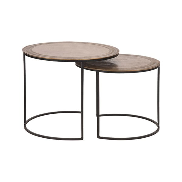 Apvalio formos kavos staliukai iš metalo bronzinės spalvos 2 vnt. ø 55 cm Circle – LABEL51
