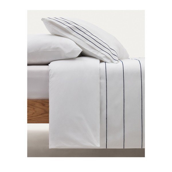 Baltos spalvos iš medvilninio perkelio viengulė/itin ilga patalynė 150x220 cm Cintia – Kave Home-image-1