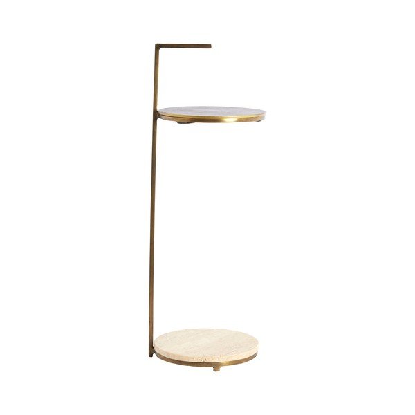 Apvalios formos šoninis stalas su akmens stalviršiu ø 26 cm Leda – Light & Living