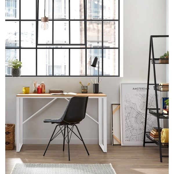 Baltas stalas su medine apdaila Kave Home Lisbet-image-1