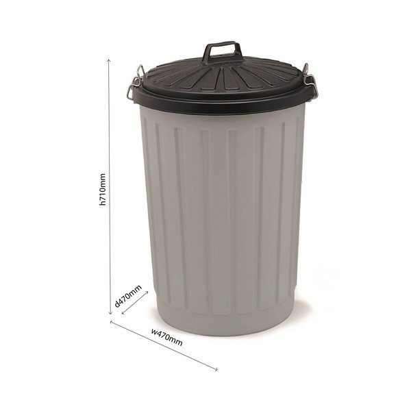 Pilka plastikinė šiukšliadėžė su juodu dangčiu Addis, aukštis 71 cm-image-1