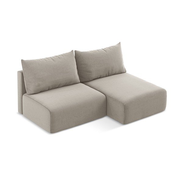 Taupe spalvos sulankstoma/su sandėliavimo vieta kampinė sofa iš velveto (su dešiniuoju kampu/su gultu) Kalena – Makamii-image-3