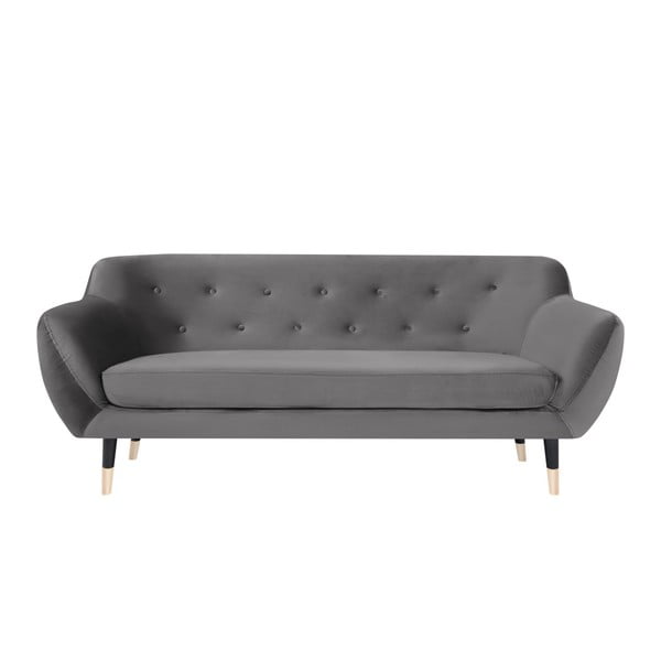 Pilka sofa su juodomis kojomis Mazzini Sofos Amelie, 188 cm