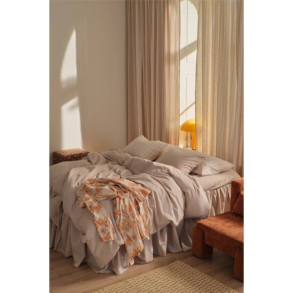Smėlio spalvos iš lino mišinio viengulė patalynė 150x200 cm Elly – Ellos Home-image-1