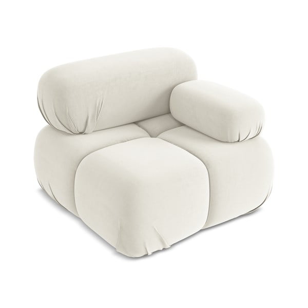 Baltos spalvos iš velveto modulinė sofos dalis (su dešiniuoju kampu) Lokua – Makamii-image-3