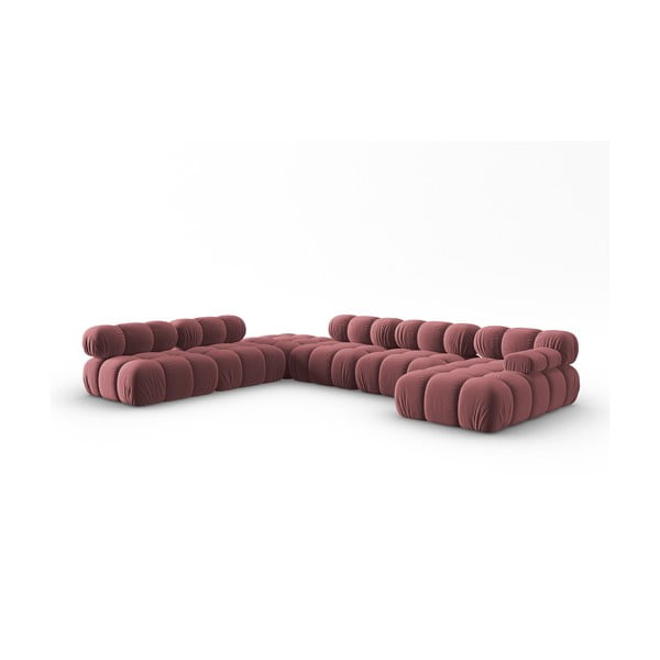 Sofa rožinės spalvos iš velveto 379 cm Bellis – Micadoni Home-image-3